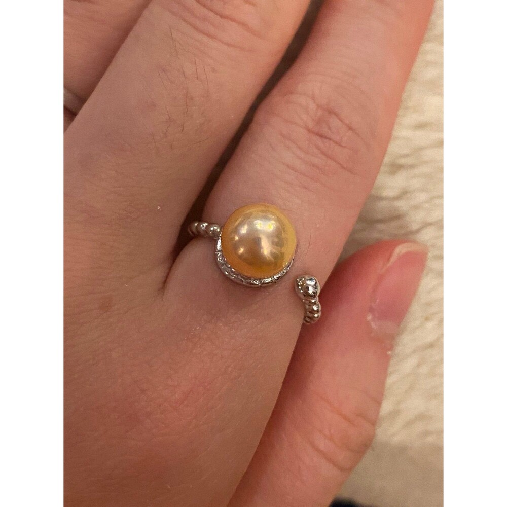 AAA gold silgle pearl open ring